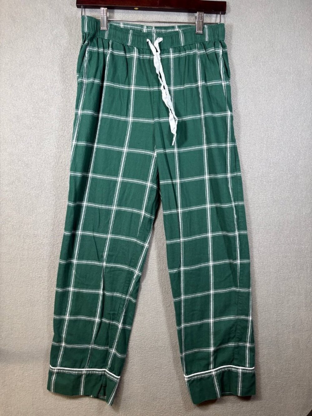 Z Supply Green White Plaid Pajama Pants Womens S Drawstring Cotton Lounge
